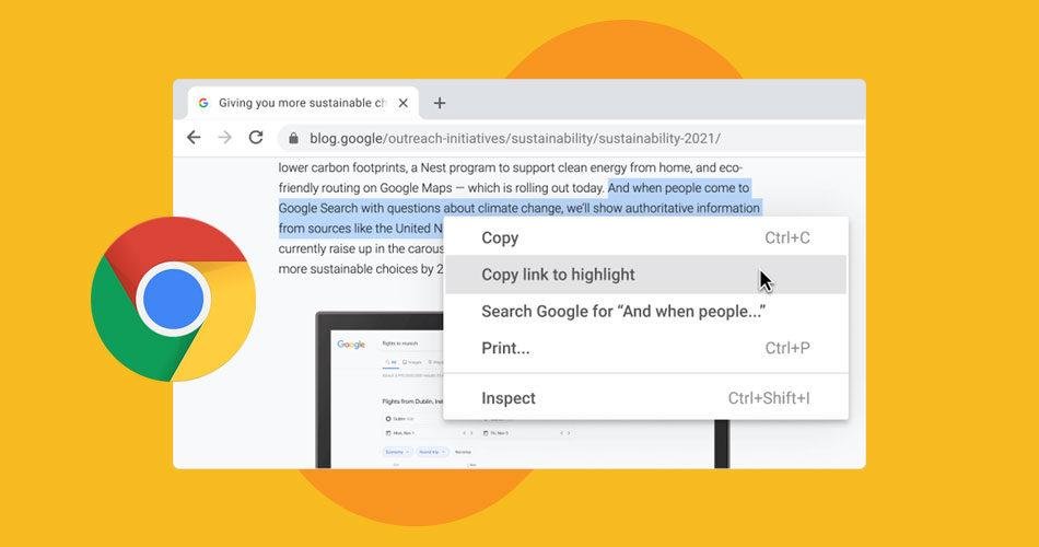 Copy link to highlight - Veçuri e re në Google Chrome