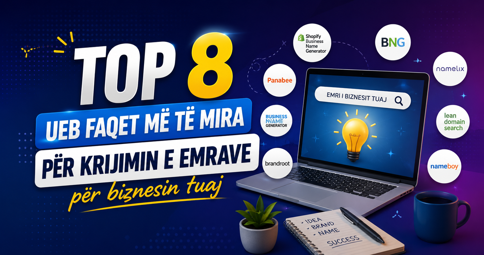 Top 8 ueb faqet më të mira për krijimin e emrave për biznesin tuaj