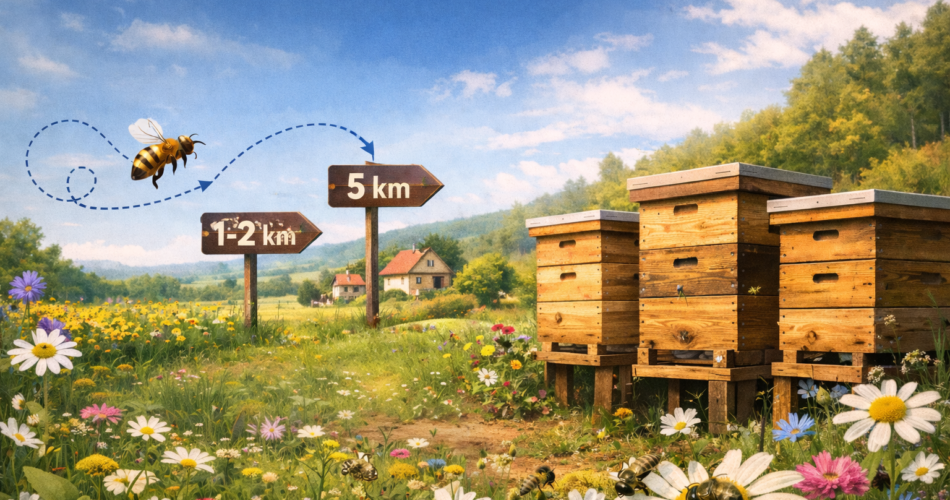 A e dini se bletët mund të fluturojnë deri në 5 km larg nga kosherja për të gjetur ushqim?