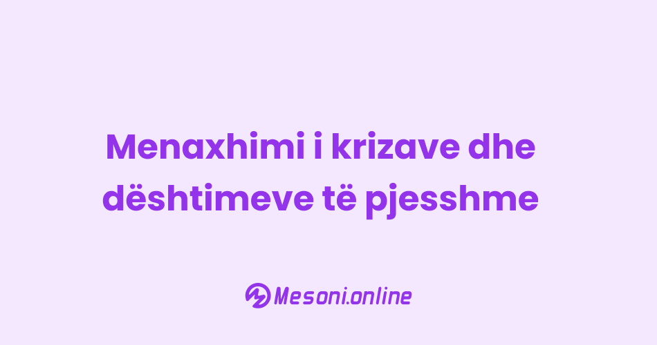 Menaxhimi i krizave dhe dështimeve të pjesshme