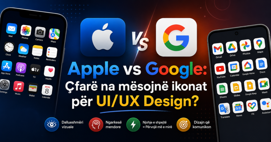 Apple vs Google: Çfarë na mësojnë ikonat për UI/UX Design?